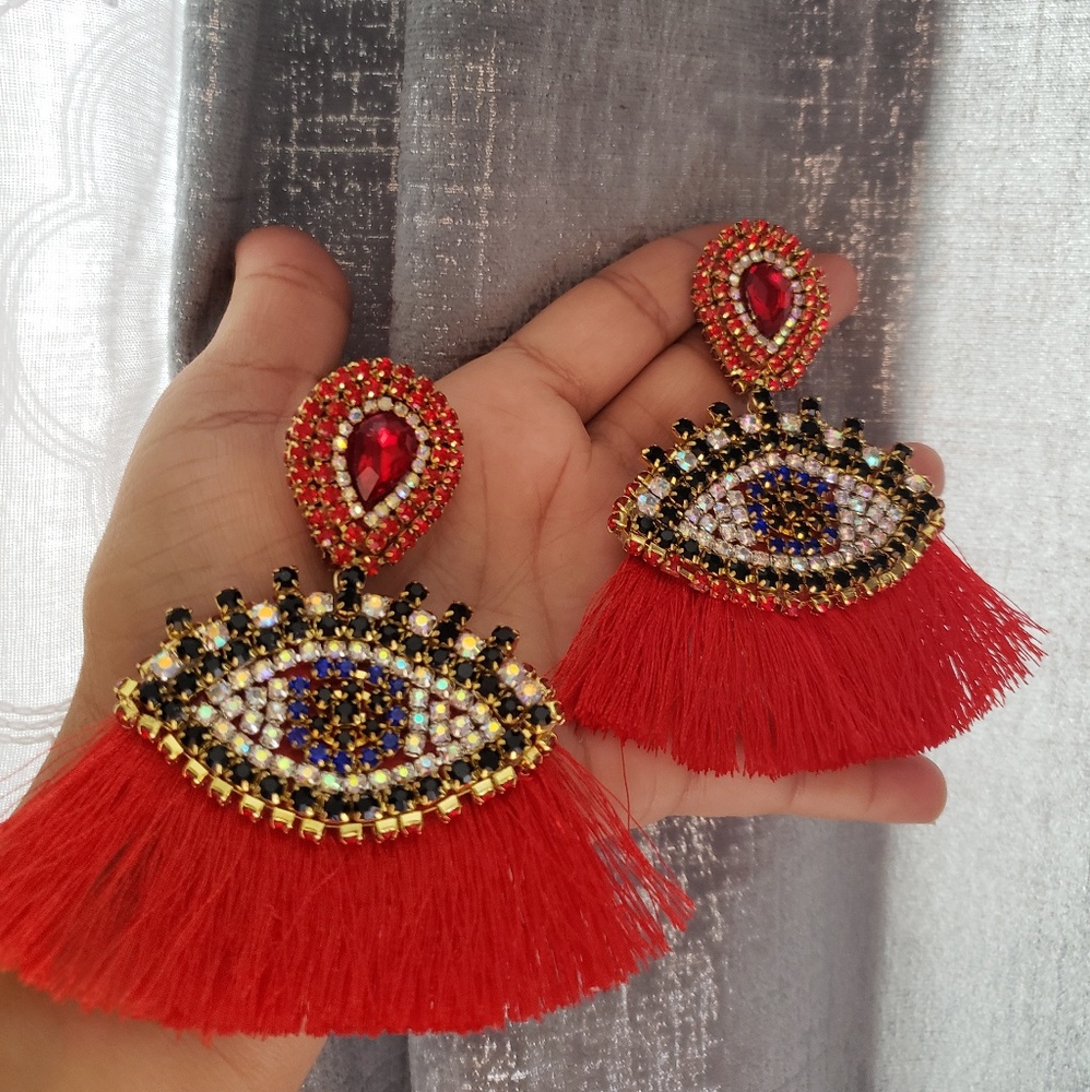 Eye drop tassel drop earrings women , new jewelry - Picture 2 of 7